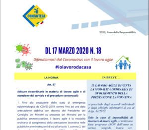 #iolavorodacasa  –                   DL 17 MARZO 2020 N. 18 DIFENDIAMOCI DAL CORONAVIRUS CON IL LAVORO AGILE