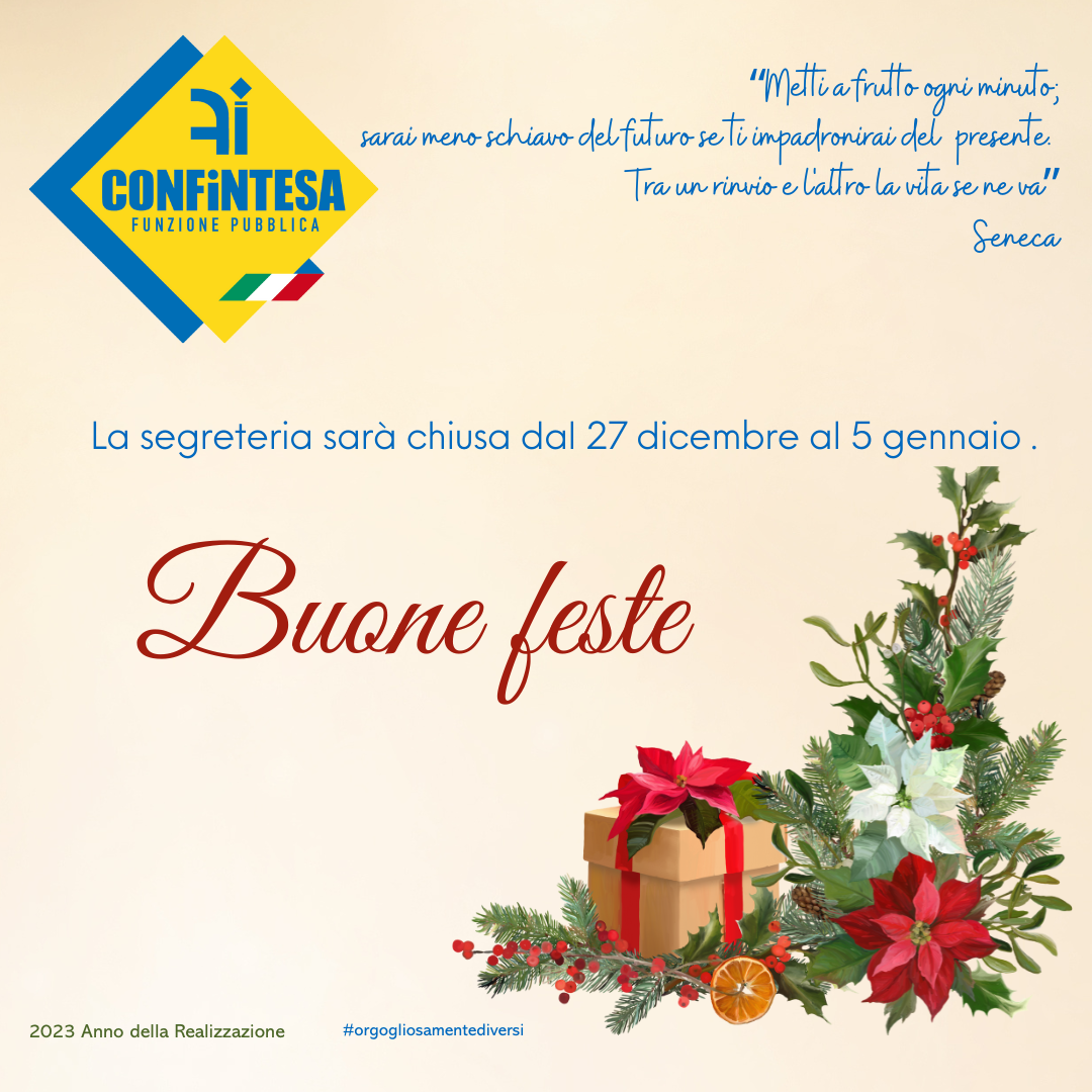 BUONE FESTE E CHIUSURA UFFICI